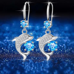 Dolphin Drop Earrings with Round Stones for Every Occasion