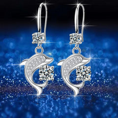 Dolphin Drop Earrings with Round Stones for Every Occasion