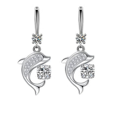 Dolphin Drop Earrings with Round Stones for Every Occasion