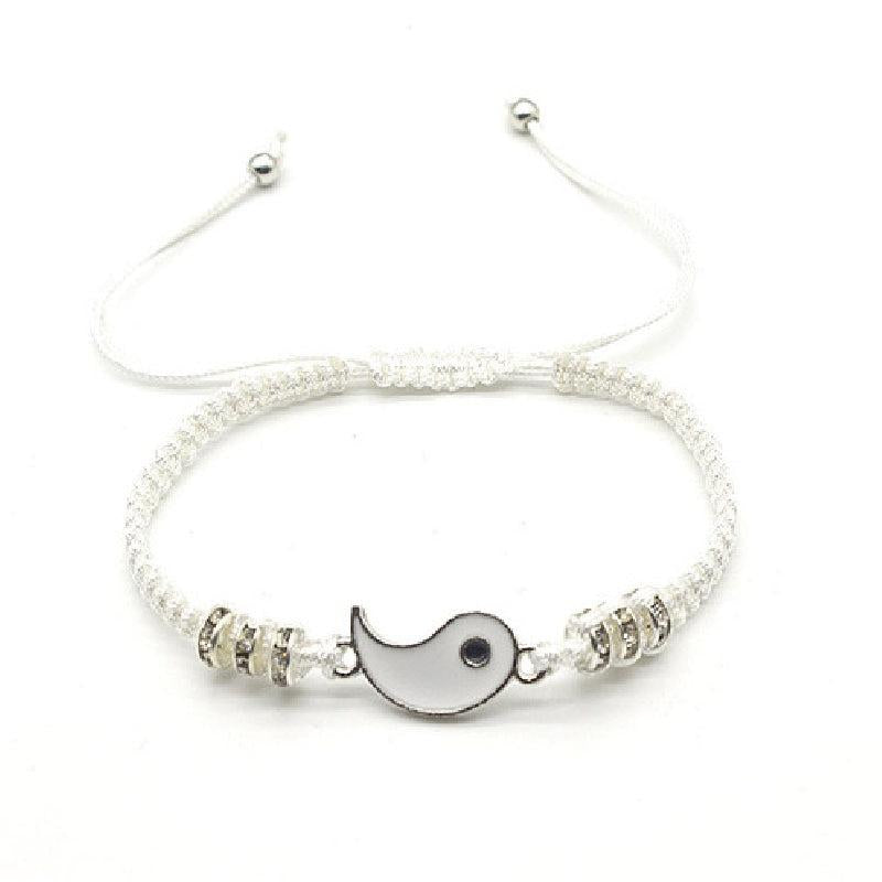 Yin Yang Braided Bracelet Set for Couples Adjustable Rope Bracelets