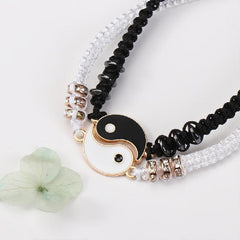 Yin Yang Braided Bracelet Set for Couples Adjustable Rope Bracelets