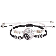 Yin Yang Braided Bracelet Set for Couples Adjustable Rope Bracelets