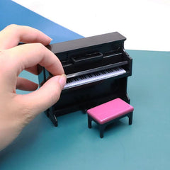 Mini Piano With Stool Instrument Model For Doll House Decor