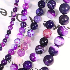 Natura Purple Agate Beads Bracelet 10mm