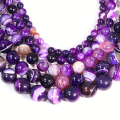Natura Purple Agate Beads Bracelet 10mm