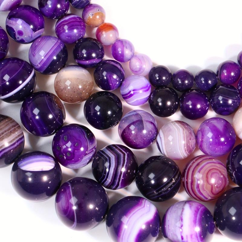 Natura Purple Agate Beads Bracelet 10mm