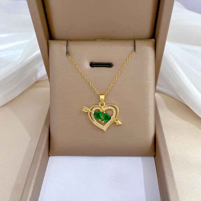 Heart Pendant Necklace Stainless Steel Chain Birthday Party Jewelry