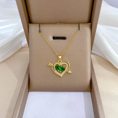 Heart Pendant Necklace Stainless Steel Chain Birthday Party Jewelry