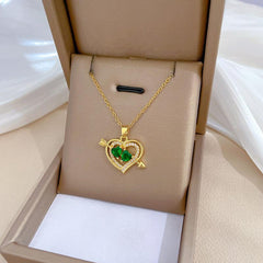 Heart Pendant Necklace Stainless Steel Chain Birthday Party Jewelry