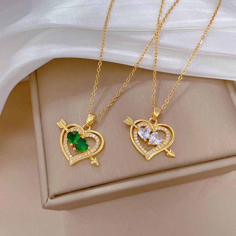 Heart Pendant Necklace Stainless Steel Chain Birthday Party Jewelry