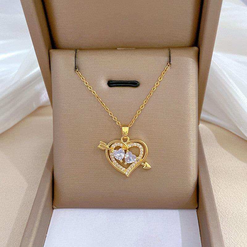 Heart Pendant Necklace Stainless Steel Chain Birthday Party Jewelry