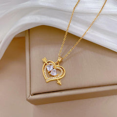 Heart Pendant Necklace Stainless Steel Chain Birthday Party Jewelry