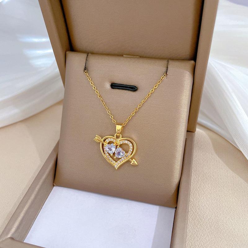 Heart Pendant Necklace Stainless Steel Chain Birthday Party Jewelry