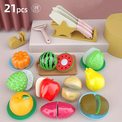 Kids Kitchen Toy Fruit Cutting Music Cooking Set
