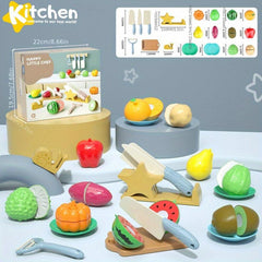 Kids Kitchen Toy Fruit Cutting Music Cooking Set