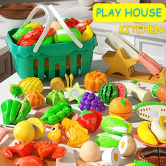 Kids Kitchen Toy Fruit Cutting Music Cooking Set