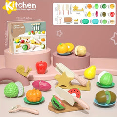 Kids Kitchen Toy Fruit Cutting Music Cooking Set