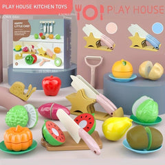 Kids Kitchen Toy Fruit Cutting Music Cooking Set