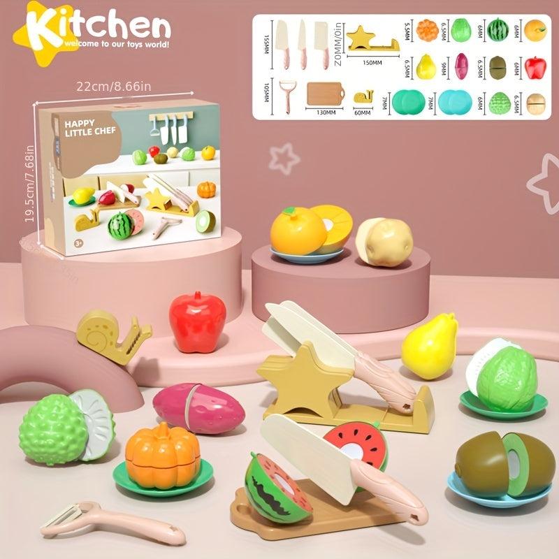 Kids Kitchen Toy Fruit Cutting Music Cooking Set