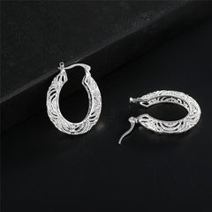 Silver Plated Geometric Hoop Earrings For Girls