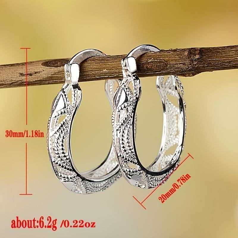 Silver Plated Geometric Hoop Earrings For Girls