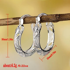 Silver Plated Geometric Hoop Earrings For Girls