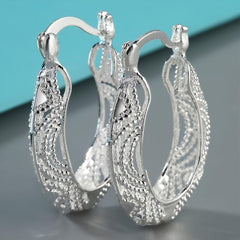 Silver Plated Geometric Hoop Earrings For Girls
