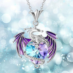 Heart Shape Gemstone Dragon Pendant Necklace for Women