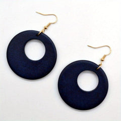 Ethnic Wooden Pendant Earrings with Steel Hooks