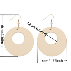 Ethnic Wooden Pendant Earrings with Steel Hooks