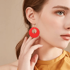 Ethnic Wooden Pendant Earrings with Steel Hooks