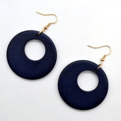 Ethnic Wooden Pendant Earrings with Steel Hooks