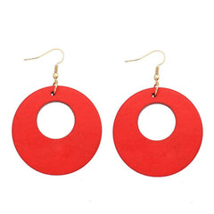 Ethnic Wooden Pendant Earrings with Steel Hooks