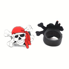 8pcs Pirate Party Soft Rubber Rings - 4 Styles Mixed PVC Pirate Rings