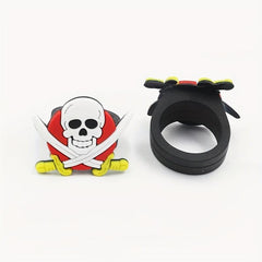 8pcs Pirate Party Soft Rubber Rings - 4 Styles Mixed PVC Pirate Rings
