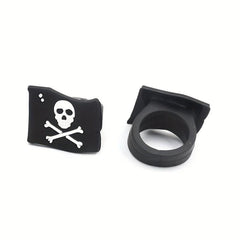 8pcs Pirate Party Soft Rubber Rings - 4 Styles Mixed PVC Pirate Rings