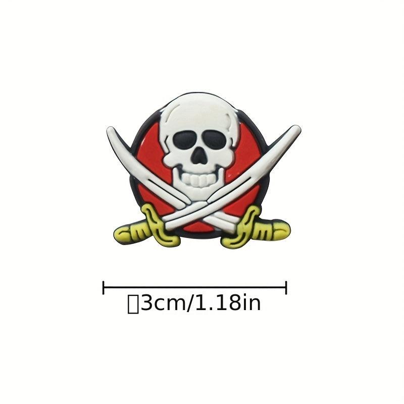 8pcs Pirate Party Soft Rubber Rings - 4 Styles Mixed PVC Pirate Rings