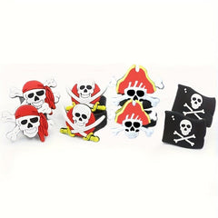 8pcs Pirate Party Soft Rubber Rings - 4 Styles Mixed PVC Pirate Rings