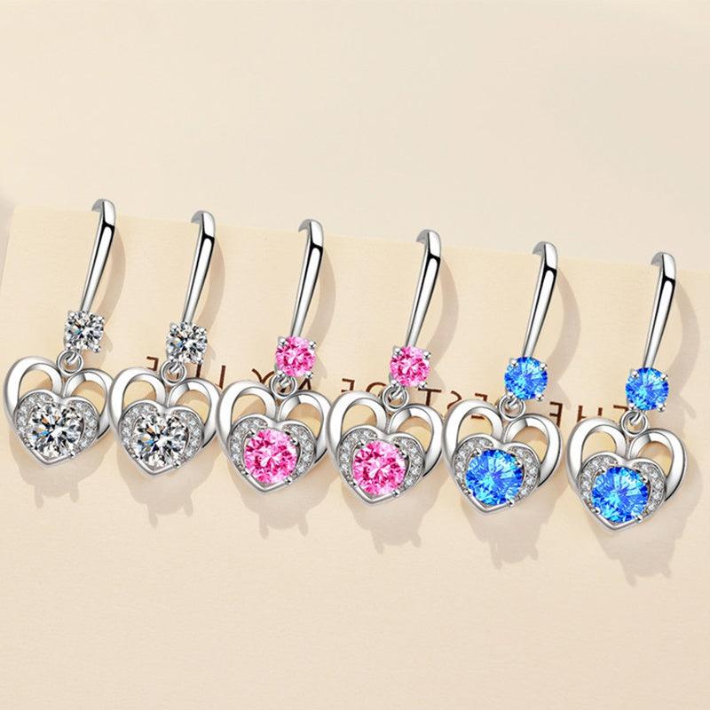 Love Heart Pendant Earring Gemstone Princess Earrings Wedding Christmas Gift