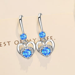 Love Heart Pendant Earring Gemstone Princess Earrings Wedding Christmas Gift