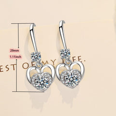 Love Heart Pendant Earring Gemstone Princess Earrings Wedding Christmas Gift