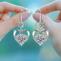 Love Heart Pendant Earring Gemstone Princess Earrings Wedding Christmas Gift