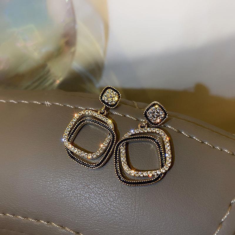Square Earrings Drop Earrings Net Celebrity Ear Jewelry