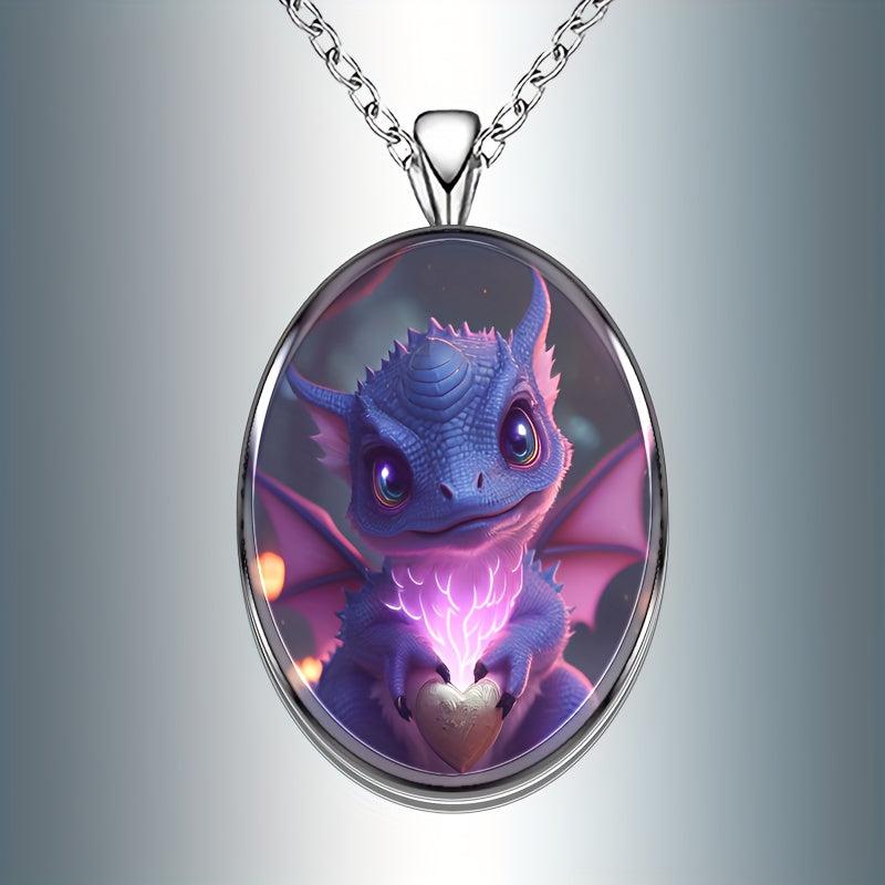 Creative Dragon Round Pendant Necklace Hip Hop Animal Necklace