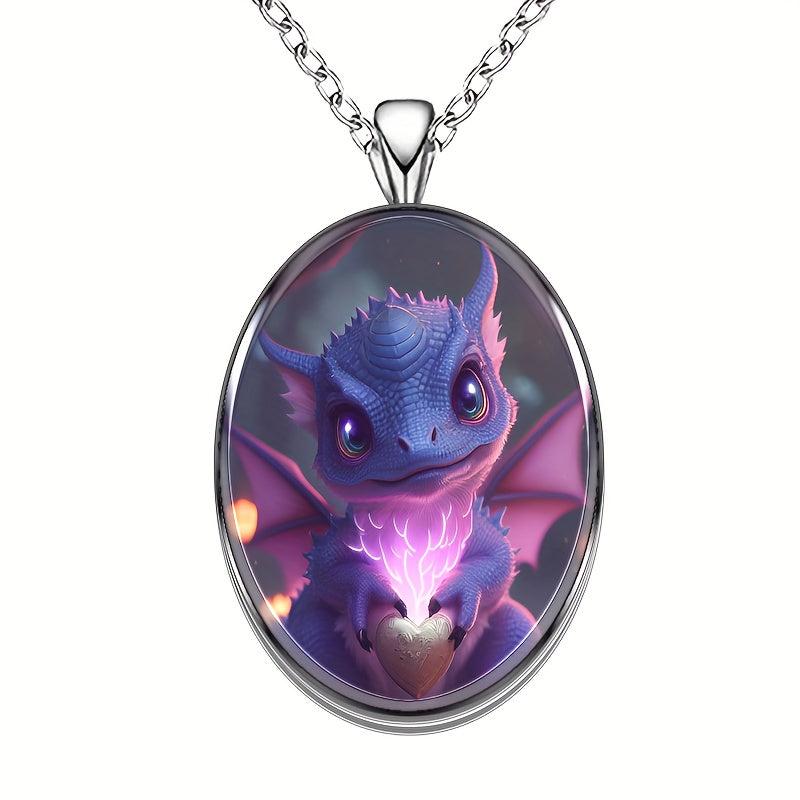 Creative Dragon Round Pendant Necklace Hip Hop Animal Necklace