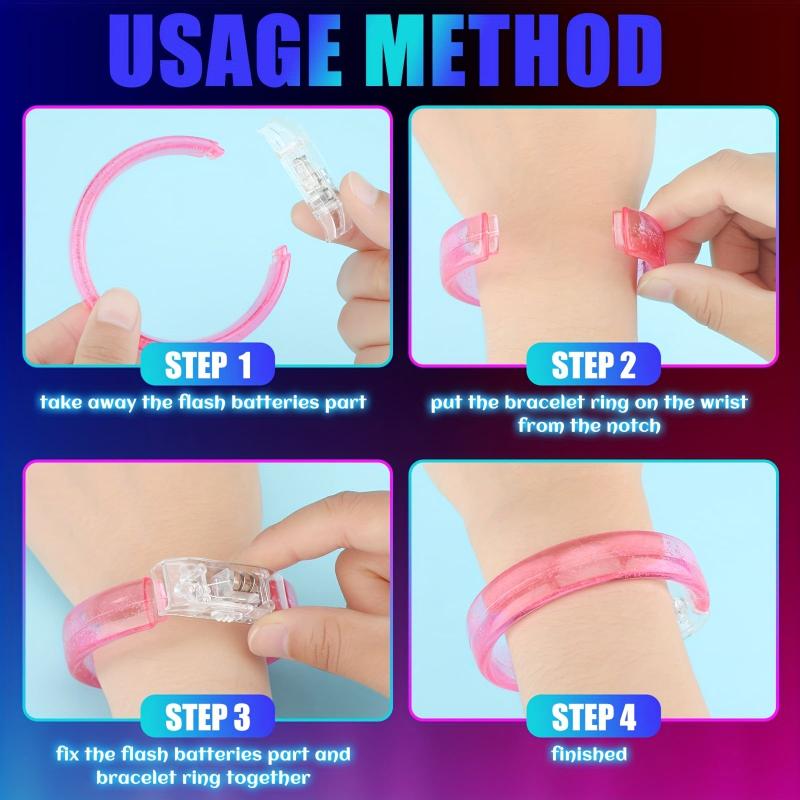12pcs LED Flash Bubble Bracelet Glowing Bracelet Acrylic Toys