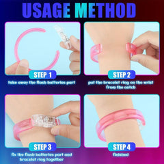 12pcs LED Flash Bubble Bracelet Glowing Bracelet Acrylic Toys