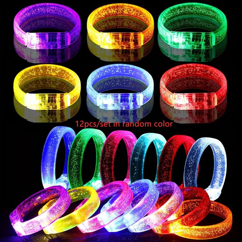 12pcs LED Flash Bubble Bracelet Glowing Bracelet Acrylic Toys