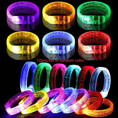 12pcs LED Flash Bubble Bracelet Glowing Bracelet Acrylic Toys