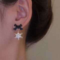 Bow Snowflake Earrings for Women